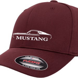 Flexfit 6277 Ford Mustang (1976-1978) Outline Baseball Cap - Fitted, Embroidered, Silver Underbill