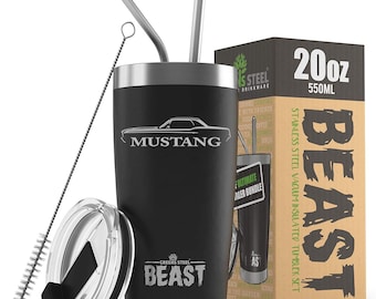 1967 1968 Ford Mustang Coupé Outline Design Beast 20oz / Tumbler en acier inoxydable 30oz