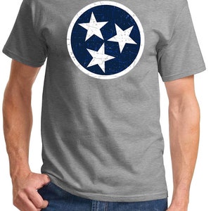 Tennessee Distressed Blue Tri-Star Classic Design Tshirt Shirt