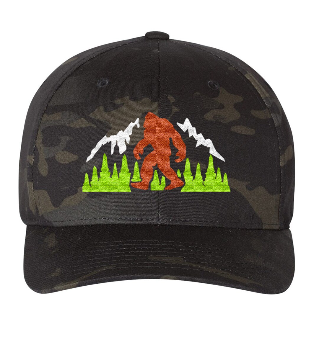 Bigfoot Sasquatch Forest Classic Design Flexfit 6277 Baseball Hat Cap