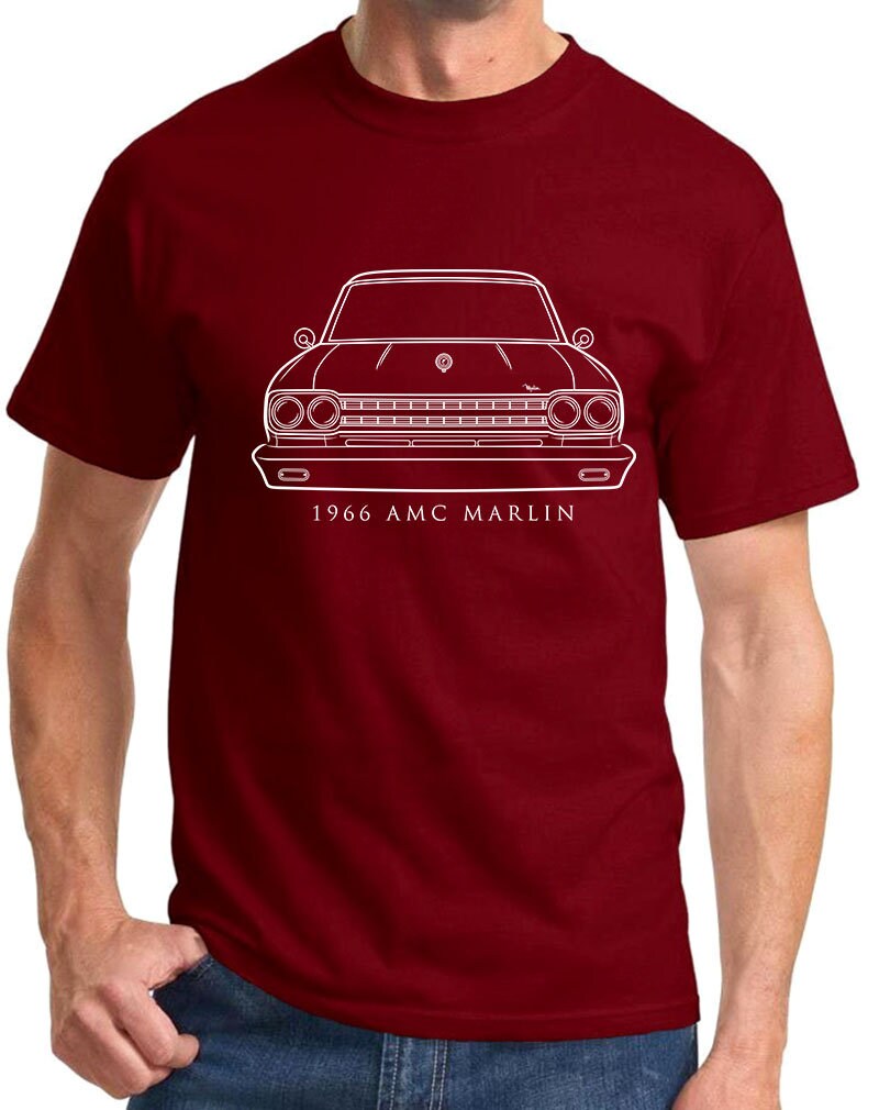 AMC Rambler Classic Outline Design T-Shirt - Heavyweight Cotton Tee For Car Enthusiasts (Royal, Small)