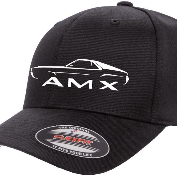 1968 1969 AMC AMX Classic Outline Design Flexfit 6277 Baseball Hat Cap