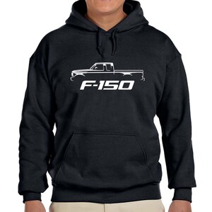 1992-96 Ford F150 Extended Cab Pickup Truck Classic Outline Design Hoodie Sweatshirt