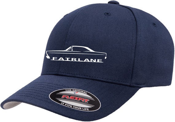 1955-1956 Ford Fairlane Outline Design Flexfit Baseball Cap - Red, L/XL Fitted Hat - View #8