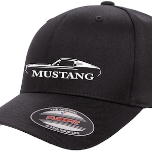 1967 1968 Ford Mustang Fastback Outline Design Flexfit 6277 Baseball Hat Cap