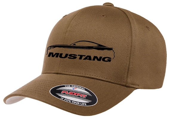 Ford Mustang Baseball Cap - Classic Outline Design Flexfit Fitted Hat For 2015-20 Mustang Coupe