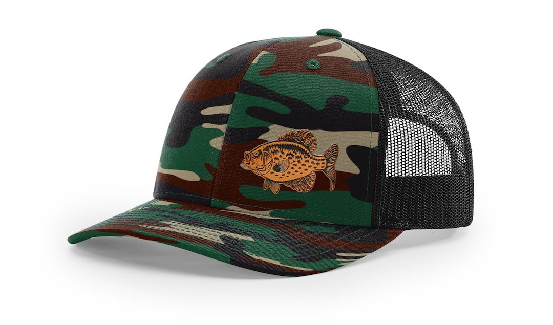 Crappie Fishing Hat Laser Engraved Leather Patch Richardson 112