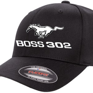 Ford Boss 302 Mustang Logo Classic Design Flexfit 6277 Baseball Hat Cap
