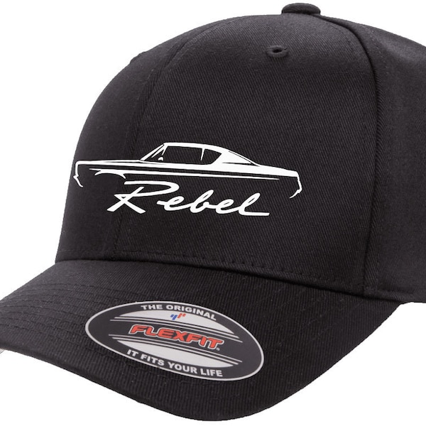 AMC Rebel Classic Outline Design Flexfit 6277 Baseball Hat Cap