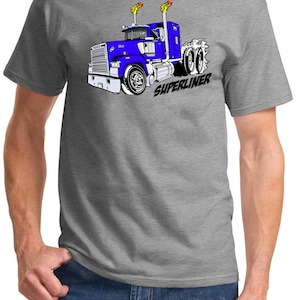 Mack Superliner Semi Truck Classic Cartoon Muscle Car Full Color Design Tshirt