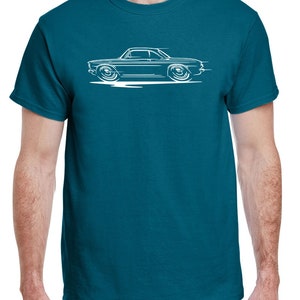 1960-64 Corvair Hardtop Redline Design Tshirt Teal