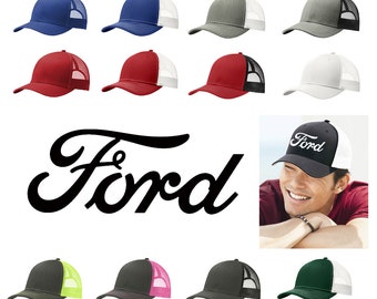 Ford Logo Classic Script Logo Design Snapback Trucker Hat Cap | Etsy
