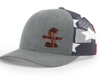Shelby Cobra Snake Logo Leather Patch Trucker Hat