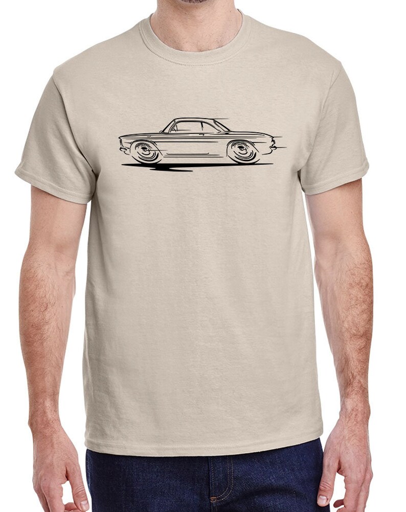 1960-64 Corvair Hardtop Redline Design Tshirt Sand