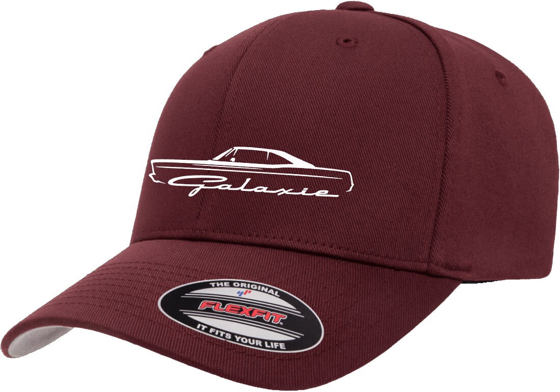 1955-1956 Ford Fairlane Outline Design Flexfit Baseball Cap - Red, L/XL Fitted Hat - View #14
