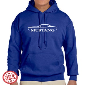 1967 1968 Ford Mustang Coupe Classic Outline Design Hoodie Sweatshirt