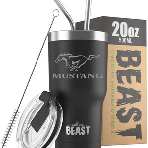 1964-2023 Ford Mustang Running Horse Pony Logo Design Beast 20oz / 30oz Stainless Steel Tumbler Laser Engraved