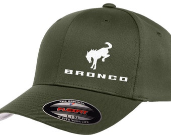 Ford Bronco Logo Side Panel Embroidered Design Flexfit 6277 Baseball Hat Cap