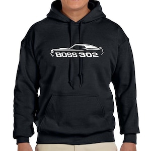 1970 Ford Boss 302 Mustang Classic Outline Design Hoodie Sweatshirt