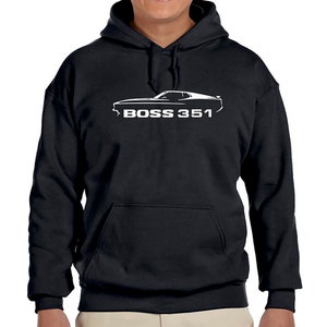 1971 Ford Boss 351 Mustang Fastback Classic Outline Design Hoodie ...