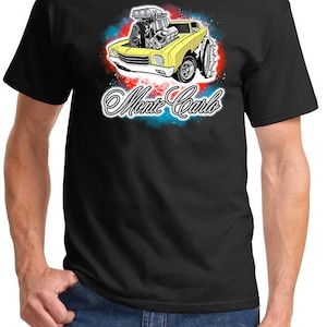 1971 Chevy Monte Carlo Hardtop Classic Cartoon Muscle Car Full Color Design Tshirt