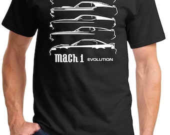 Ford Mach 1 Mustang Evolution Classic Outline Design Tshirt