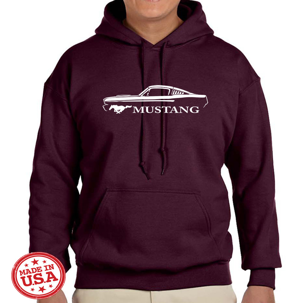 Sweat à Capuche Ford Mustang 65-66 - Imprimé Muscle Car, Coton, Personnalisable, Neuf Avec étiquette