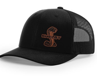 Shelby Cobra Snake Logo Leather Patch Trucker Hat