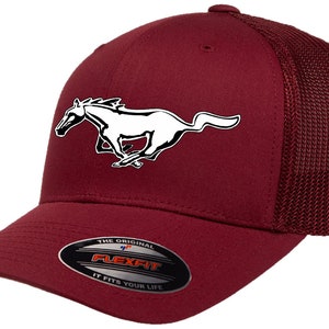 Ford Mustang Running Horse Logo Classic Design Flexfit 6511 Trucker Baseball Hat Cap