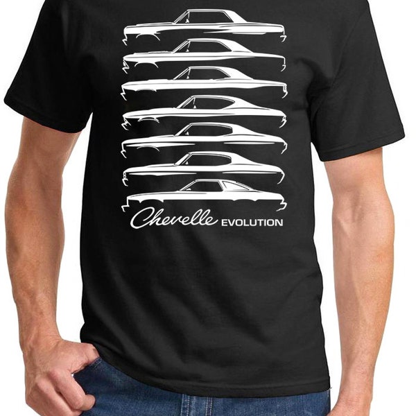 1964-76 Chevelle Muscle Car Evolution Classic Outline Design Tshirt