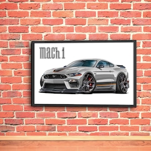 2021 2022 2023 Ford Mach 1 Mustang Wall Art Poster