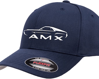 1968 1969 AMC AMX Classic Outline Design Flexfit 6277 Baseball Hat Cap
