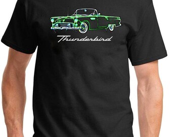 1955 1956 1957 Ford Thunderbird Convertible Neon Design Full Color