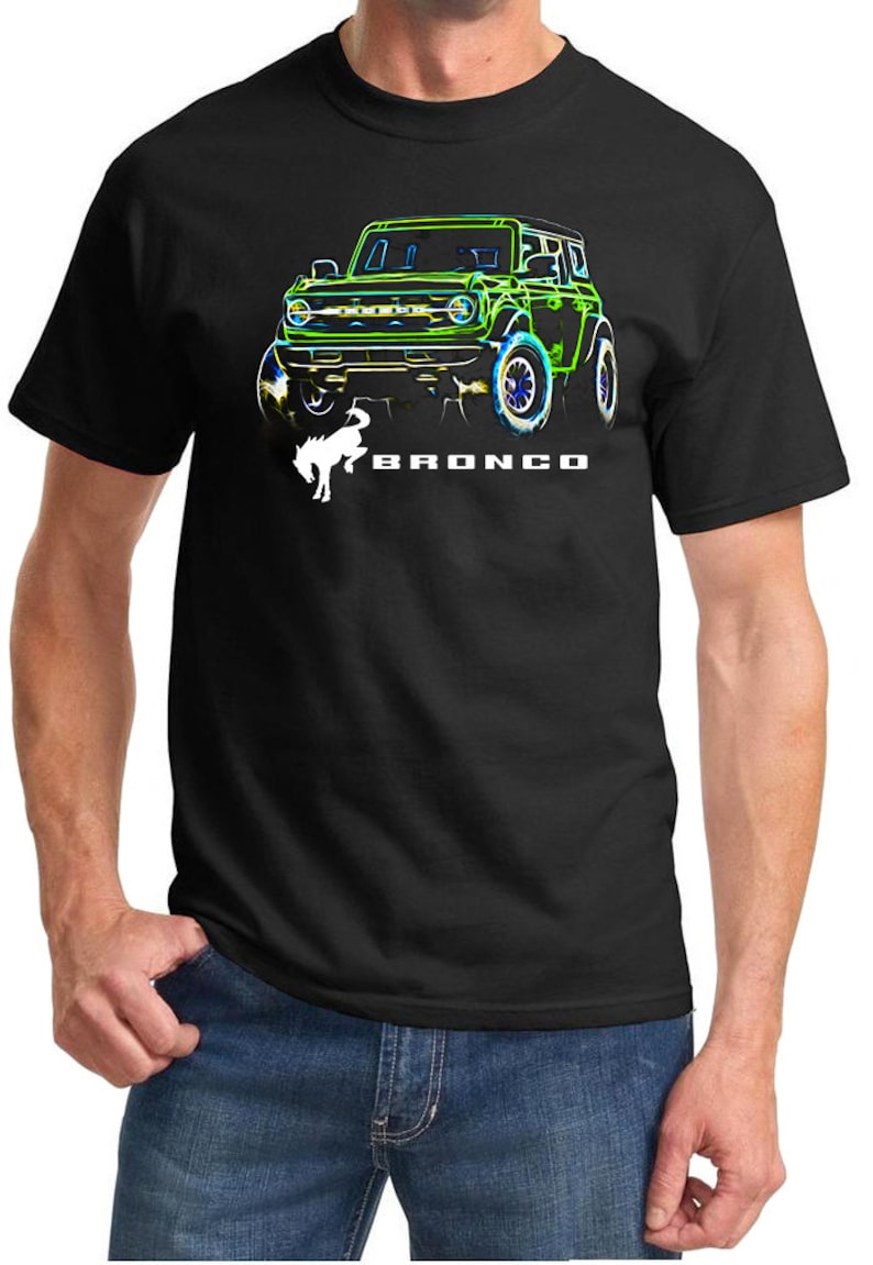 2021-24 Ford Bronco 4x4 Neon Design Full Color Tshirt Green