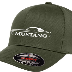 1970 Ford Mustang Coupe Outline Design Flexfit 6277 Baseball Hat Cap