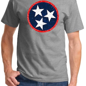 Tennessee Distressed RedWhiteBlue Tri-Star Classic Design Tshirt Shirt