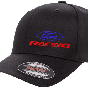 Ford Racing Logo Side Panel Embroidered Design Flexfit 6277 Baseball Hat Cap