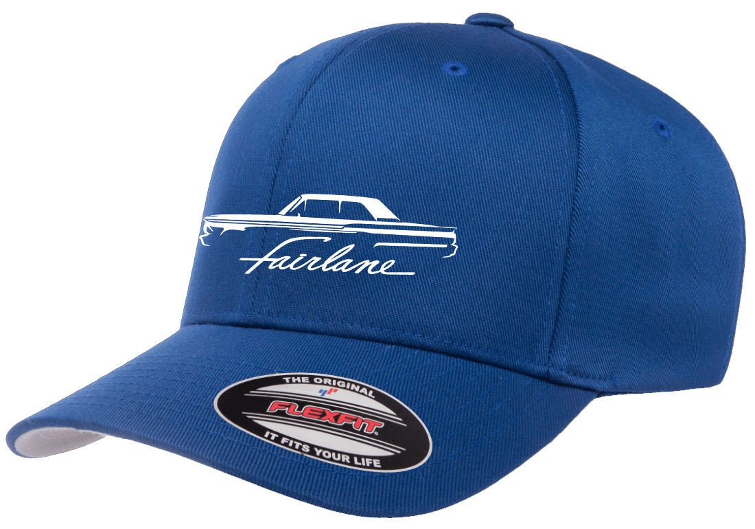 1955-1956 Ford Fairlane Outline Design Flexfit Baseball Cap - Red, L/XL Fitted Hat - View #5