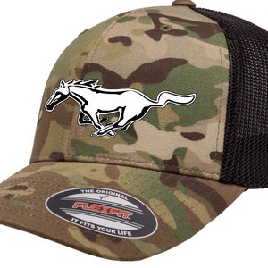 Ford Mustang Running Horse Logo Classic Design Flexfit 6511 Trucker Baseball Hat Cap