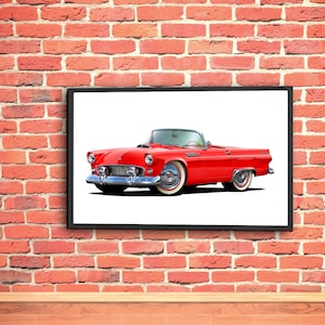 1955 Ford Thunderbird Convertible with Hubcaps Wall Art Poster