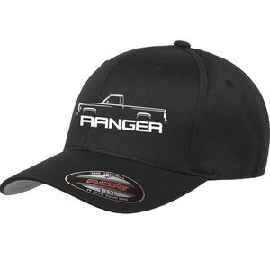 Ford Ranger 1983-88 Pickup Truck Outline Baseball Cap - Flexfit Fitted Hat, Maroon, S/M - View #10
