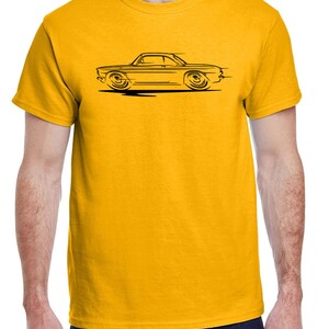 1960-64 Corvair Hardtop Redline Design Tshirt Gold