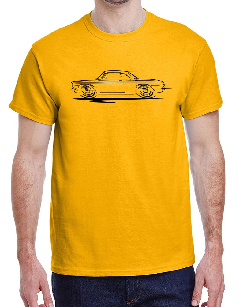 1960-64 Corvair Hardtop Redline Design Tshirt Gold