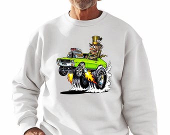 1968 1969 AMC AMX Monster Lime Green Car Design Crewneck Sweatshirt
