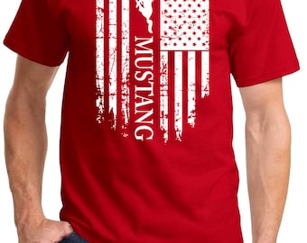 1964-2021 Ford Mustang Patriotic Flag Design Tshirt
