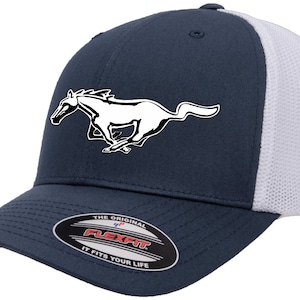 Ford Mustang Running Horse Logo Classic Design Flexfit 6511 Trucker Baseball Hat Cap