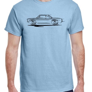 1960-64 Corvair Hardtop Redline Design Tshirt Light Blue