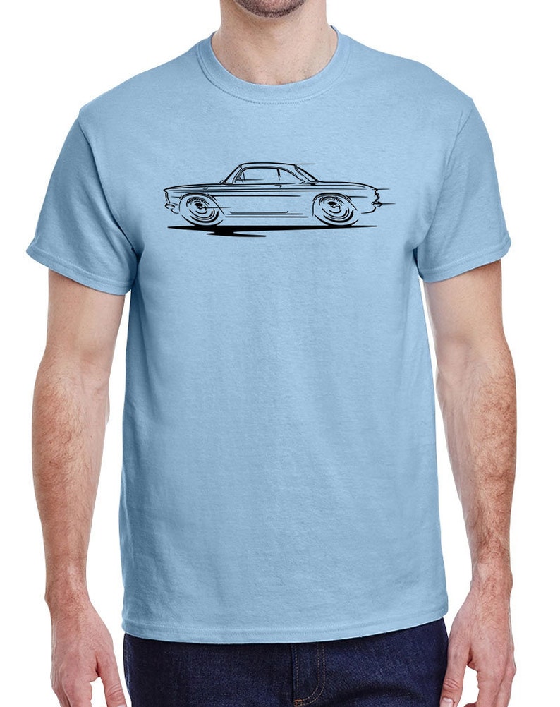 1960-64 Corvair Hardtop Redline Design Tshirt Light Blue