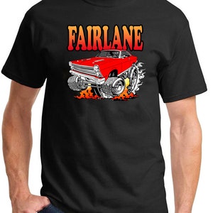 1966 1967 Ford Fairlane Hardtop Classic Cartoon Muscle Car Full Color Design Tshirt