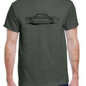 1960-64 Corvair Hardtop Redline Design Tshirt Military Green